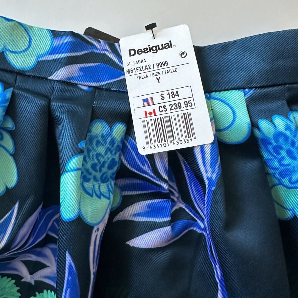Desigual Dandelion Botanical Print Pleated Mini Skirt - Picture 2 of 4